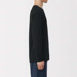 Discount Muji T‐shirt manches longues col U en coton épais et chaud pour homme