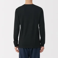 Discount Muji T‐shirt manches longues col U en coton épais et chaud pour homme