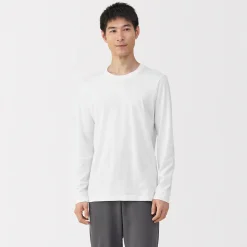 Discount Muji T‐shirt manches longues col U en coton épais et chaud pour homme