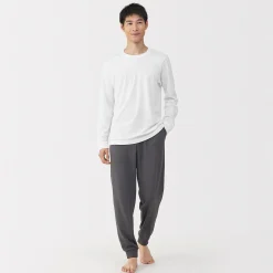 Discount Muji T‐shirt manches longues col U en coton épais et chaud pour homme