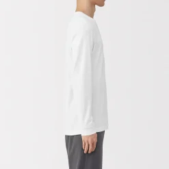 Discount Muji T‐shirt manches longues col U en coton épais et chaud pour homme