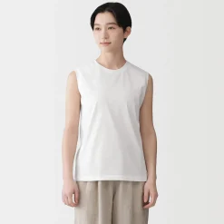 Discount Muji T-shirt sans manches en jersey pour femme