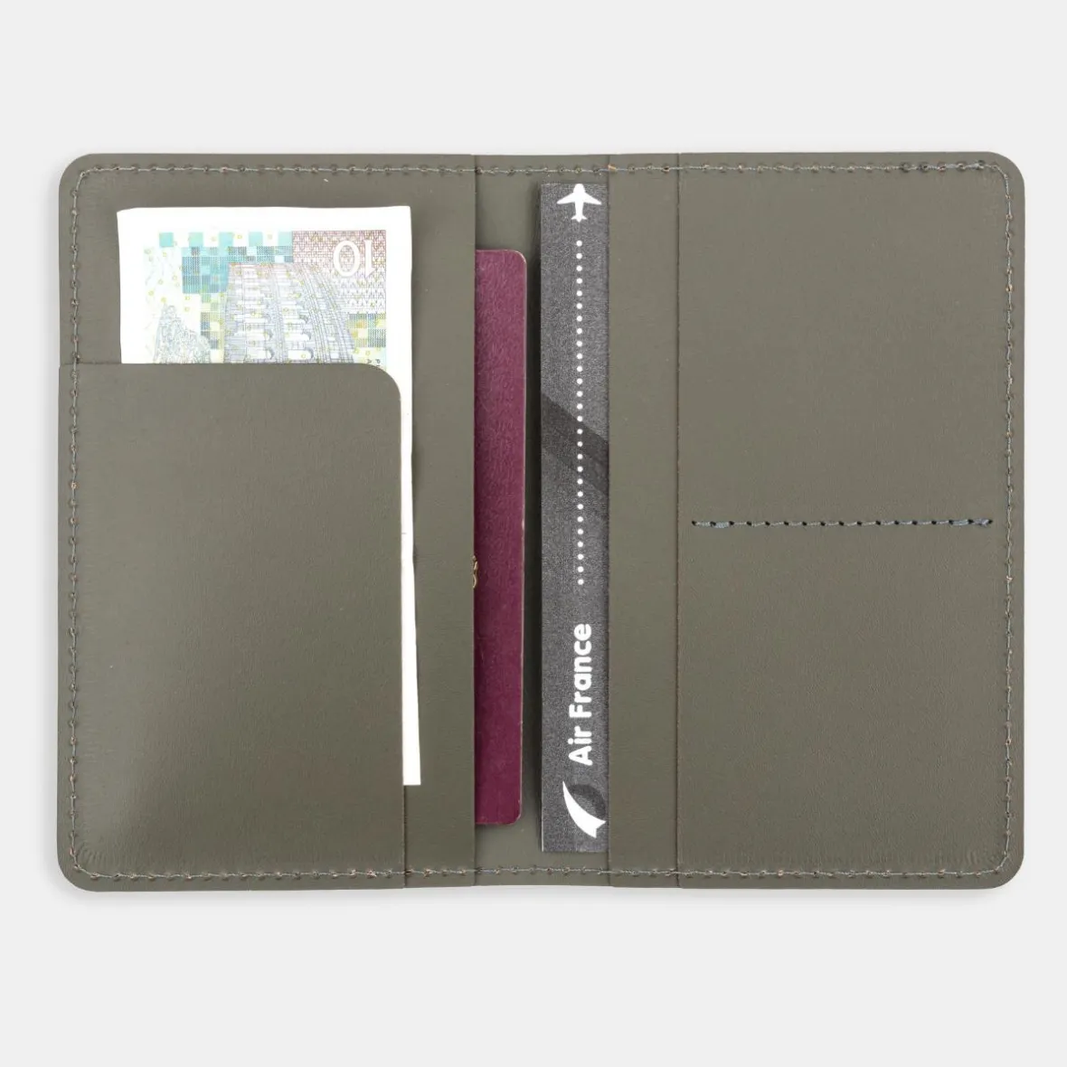 New Muji Étui de passeport en cuir recyclé - Kaki