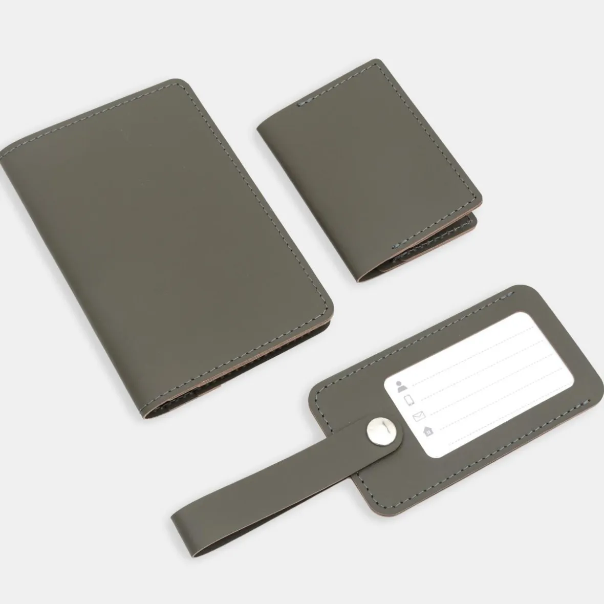 New Muji Étui de passeport en cuir recyclé - Kaki