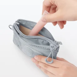 New Muji Étui en polyester à double fermeture éclair S Gris