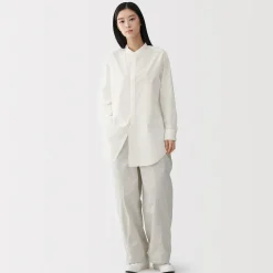 New Muji Tunique à col montant en popeline de coton biologique pour femme