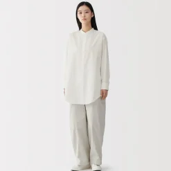 New Muji Tunique à col montant en popeline de coton biologique pour femme