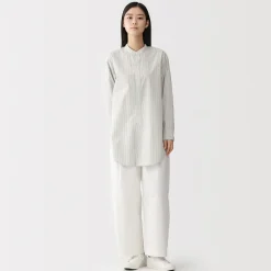 New Muji Tunique à col montant en popeline de coton biologique pour femme