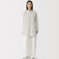 New Muji Tunique à col montant en popeline de coton biologique pour femme