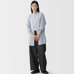 New Muji Tunique à col montant en popeline de coton biologique pour femme
