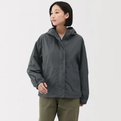 Outlet Muji Veste à capuche déperlante et compacte en nylon pour femme
