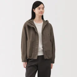 Outlet Muji Veste à capuche déperlante et compacte en nylon pour femme