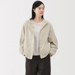 Outlet Muji Veste à capuche déperlante et compacte en nylon pour femme