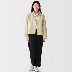 Hot Muji Veste à col montant en velours côtelé déperlant pour femme