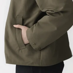 Hot Muji Veste à col montant en velours côtelé déperlant pour femme