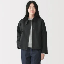 Hot Muji Veste à col montant en velours côtelé déperlant pour femme