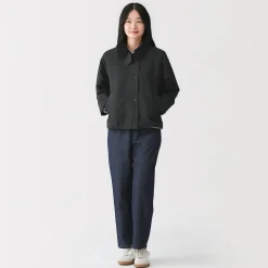 Hot Muji Veste à col montant en velours côtelé déperlant pour femme