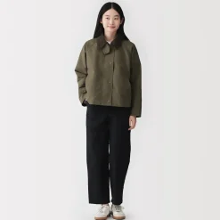 Hot Muji Veste à col montant en velours côtelé déperlant pour femme