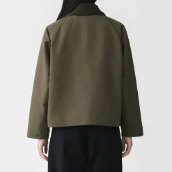 Hot Muji Veste à col montant en velours côtelé déperlant pour femme