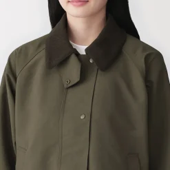 Hot Muji Veste à col montant en velours côtelé déperlant pour femme