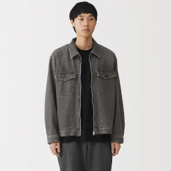 Hot Muji Veste à poches denim en kapok mélangé pour homme