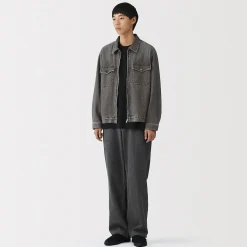 Hot Muji Veste à poches denim en kapok mélangé pour homme