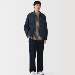Hot Muji Veste à poches denim en kapok mélangé pour homme
