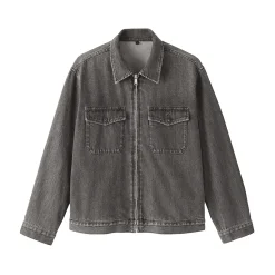 Hot Muji Veste à poches denim en kapok mélangé pour homme