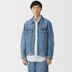 Hot Muji Veste à poches denim en kapok mélangé pour homme