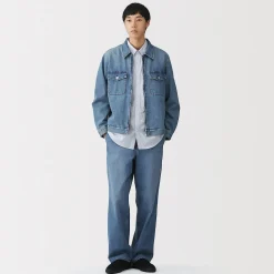 Hot Muji Veste à poches denim en kapok mélangé pour homme