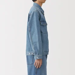 Hot Muji Veste à poches denim en kapok mélangé pour homme