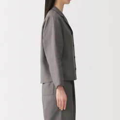 Hot Muji Veste chemise en lin lavé pour femme