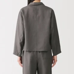 Hot Muji Veste chemise en lin lavé pour femme