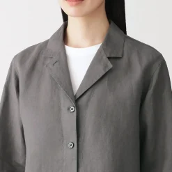 Hot Muji Veste chemise en lin lavé pour femme