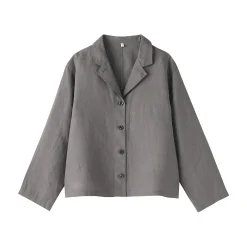 Hot Muji Veste chemise en lin lavé pour femme