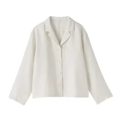 Hot Muji Veste chemise en lin lavé pour femme