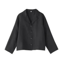 Hot Muji Veste chemise en lin lavé pour femme