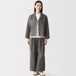 Hot Muji Veste chemise en lin lavé pour femme