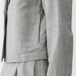 Sale Muji Veste courte à chevrons en mélange de lin pour femme Gris