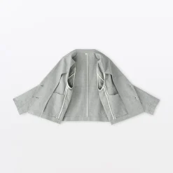 Sale Muji Veste courte à chevrons en mélange de lin pour femme Gris