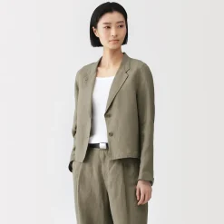 Hot Muji Veste courte en lin et lyocell pour femme