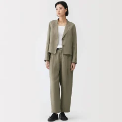 Hot Muji Veste courte en lin et lyocell pour femme