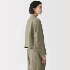 Hot Muji Veste courte en lin et lyocell pour femme
