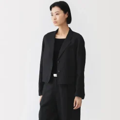 Hot Muji Veste courte en lin et lyocell pour femme