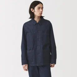 Clearance Muji Veste de travail denim en kapok mélangé pour homme
