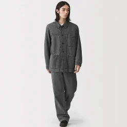 Clearance Muji Veste de travail denim en kapok mélangé pour homme