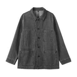 Clearance Muji Veste de travail denim en kapok mélangé pour homme