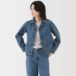 Clearance Muji Veste de travail en denim mélangé kapok pour femme