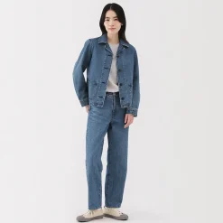 Clearance Muji Veste de travail en denim mélangé kapok pour femme