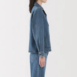 Clearance Muji Veste de travail en denim mélangé kapok pour femme